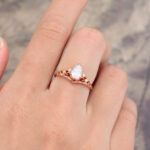 Pattiring Pear Shaped C&C Moissanite Rose Gold Vintage Diamond Engagement Ring 1