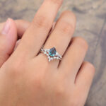 Pattiring Pear Shaped Lab Alexandrite White Gold Engagement Ring Set 5