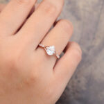 Pattiring Pear Shaped Moissanite Rose Gold Baguette Cut Diamond Engagement Ring 1