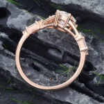Pattiring Pear Shaped Moissanite Rose Gold Baguette Cut Diamond Engagement Ring 5