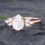 Pattiring Pear Shaped Moissanite Rose Gold Marquise Cut Diamond Engagement Ring 1
