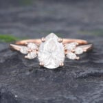 Pattiring Pear Shaped Moissanite Rose Gold Marquise Cut Diamond Engagement Ring
