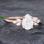 Pattiring Pear Shaped Moissanite Rose Gold Marquise Cut Diamond Engagement Ring 3