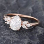 Pattiring Pear Shaped Moissanite Rose Gold Marquise Cut Diamond Engagement Ring 4