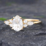 Pattiring Pear Shaped Moissanite Solid Gold Diamond Engagement Ring 2