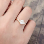 Pattiring Pear Shaped Moissanite Solid Gold Diamond Engagement Ring 5