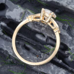 Pattiring Pear Shaped Moissanite Solid Gold Diamonds Cluster Engagement Ring 4