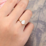 Pattiring Pear Shaped Moissanite Solid Gold Diamonds Cluster Engagement Ring 5