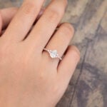 Pattiring Rose Gold 14K Pear Shaped Moissanite and Diamond Engagement Ring 2