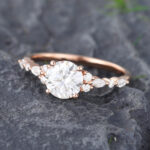 Pattiring Unique 1 Carat Moissanite Promise Ring Rose Gold 5