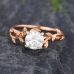Pattiring Unique 1 Carat Moissanite Rose Gold Leaf Engagement Ring 1