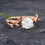Pattiring Unique 1 Carat Moissanite Rose Gold Leaf Engagement Ring 4