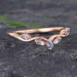 Pattiring Unique Alexandrite Rose Gold Moonstone Curved Wedding Band