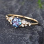Pattiring Unique Alexandrite Yellow Gold Cluster Engagement Ring