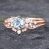 Pattiring Unique Aquamarine Rose Gold Engagement Ring Set