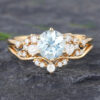 Pattiring Unique Aquamarine Yellow Gold Engagement Ring Set