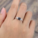 Pattiring Unique Black Rutilated Quartz White Gold Cluster Engagement Ring