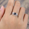 Pattiring Unique Black Rutilated Quartz White Gold Engagement Ring Set