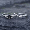 Pattiring Unique Black Rutilated Quartz White Gold Engagement Ring Set