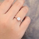Pattiring Unique C&C Moissanite Rose Gold Baguette cut Diamond Engagement Ring 1