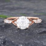 Pattiring Unique C&C Moissanite Rose Gold Baguette cut Diamond Engagement Ring