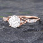 Pattiring Unique C&C Moissanite Rose Gold Baguette cut Diamond Engagement Ring 3