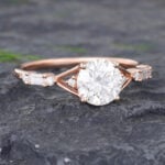 Pattiring Unique C&C Moissanite Rose Gold Baguette cut Diamond Engagement Ring 4