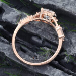 Pattiring Unique C&C Moissanite Rose Gold Baguette cut Diamond Engagement Ring 5