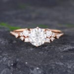 Pattiring Rose Gold 1 Carat Moissanite Engagement Ring For Women