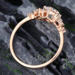 Pattiring Unique C&C Moissanite Rose Gold Diamond Cluster Engagement Ring 4