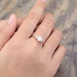Pattiring Unique C&C Moissanite Rose Gold Diamond Cluster Engagement Ring 5