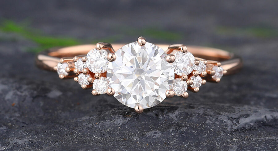 Pattiring Rose Gold 1 Carat Moissanite Engagement Ring For Women
