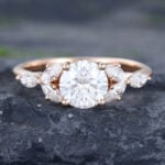 Pattiring Unique C&C Moissanite Rose Gold Marquise Cut Diamond Engagement Ring