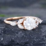 Pattiring Unique C&C Moissanite Rose Gold Marquise Cut Diamond Engagement Ring 2