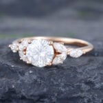 Pattiring Unique C&C Moissanite Rose Gold Marquise Cut Diamond Engagement Ring 3