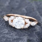 Pattiring Unique C&C Moissanite Rose Gold Marquise Cut Diamond Engagement Ring 4