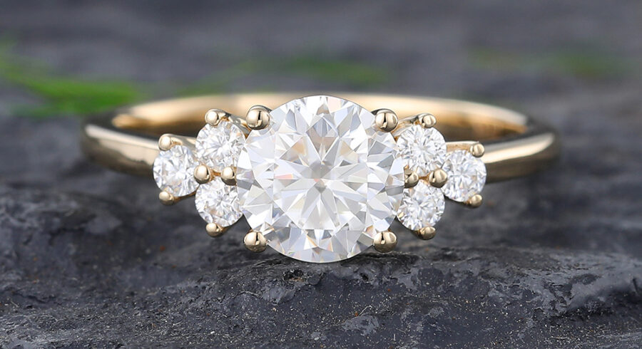 Pattiring Unique C&C Moissanite Solid Gold Dainty Diamond Engagement Ring