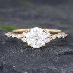 Pattiring Unique 1 Carat Moissanite Promise Ring Solid Gold