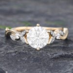 Pattiring Yellow gold 1 carat Moissanite engagement ring