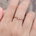 Pattiring Unique London Blue Topaz Rose Gold Diamond Curved Wedding Band