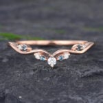 Pattiring Unique London Blue Topaz Rose Gold Diamond Curved Wedding Band