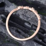 Pattiring Unique London Blue Topaz Rose Gold Diamond Curved Wedding Band