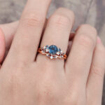 Pattiring Unique London Blue Topaz Rose Gold Engagement Ring Set