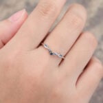 Pattiring Unique London Blue Topaz White Gold Natural Sapphire Curved Wedding Band