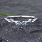 Pattiring Unique London Blue Topaz White Gold Natural Sapphire Curved Wedding Band