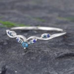 Pattiring Unique London Blue Topaz White Gold Natural Sapphire Curved Wedding Band