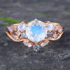 Pattiring Unique Moonstone Rose Gold Alexandrite Engagement Ring Set