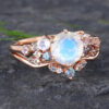 Pattiring Unique Moonstone Rose Gold Alexandrite Engagement Ring Set