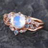 Pattiring Unique Moonstone Rose Gold Alexandrite Engagement Ring Set
