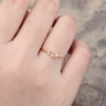 Pattiring Unique Moonstone Yellow Gold Diamond Curved Wedding Band